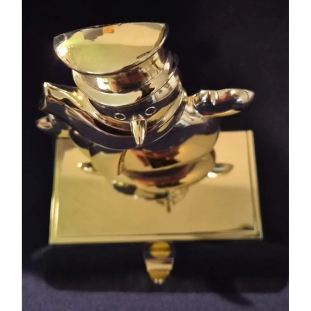 Gold Snowman Christmas Stocking Holder With Mittens 6